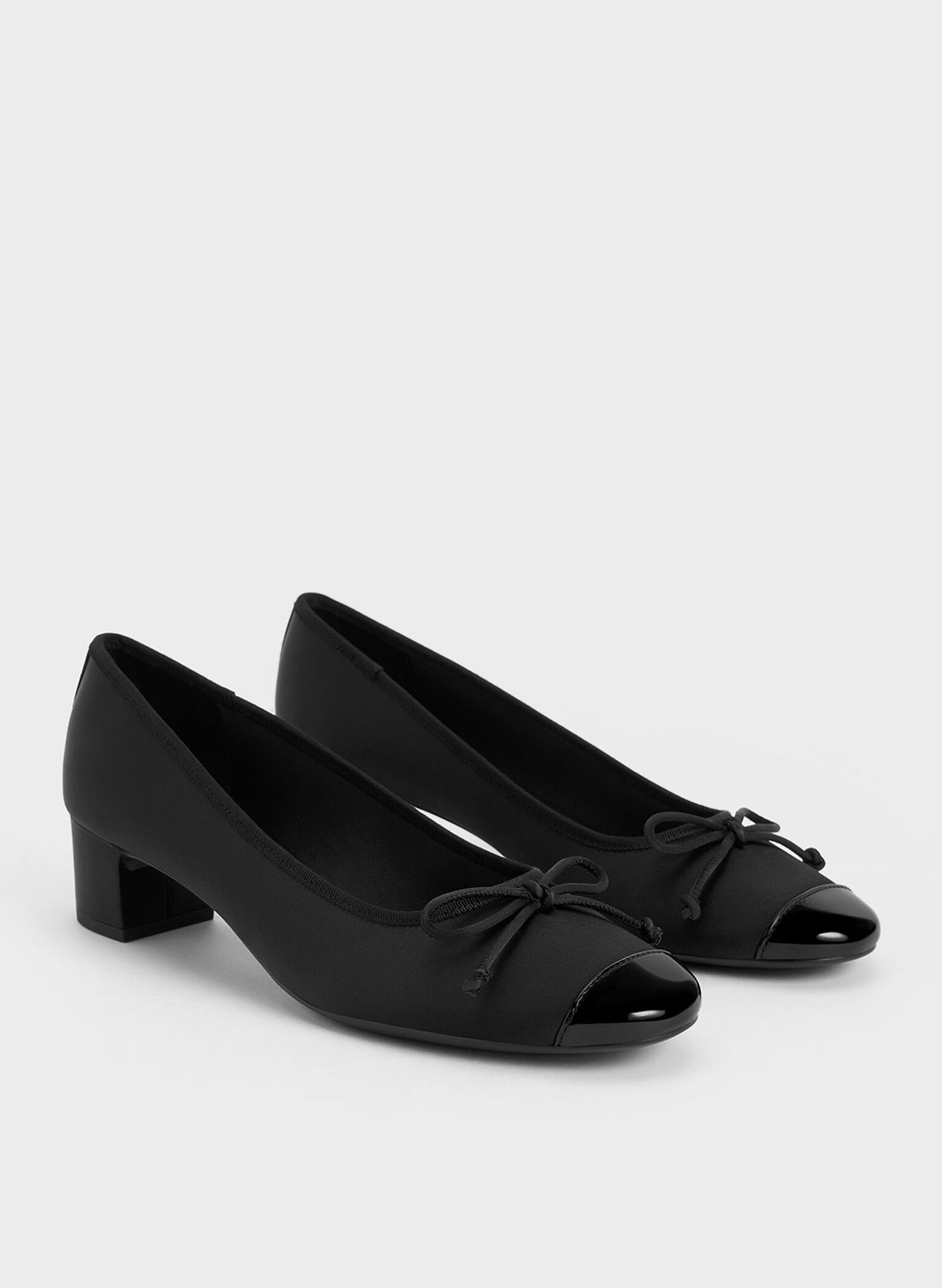 Glennis Recycled Polyester Bow Ballet Pumps, Black Textured, hi-res