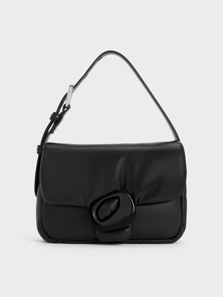 Noir Moore Padded Shoulder Bag - CHARLES & KEITH UK