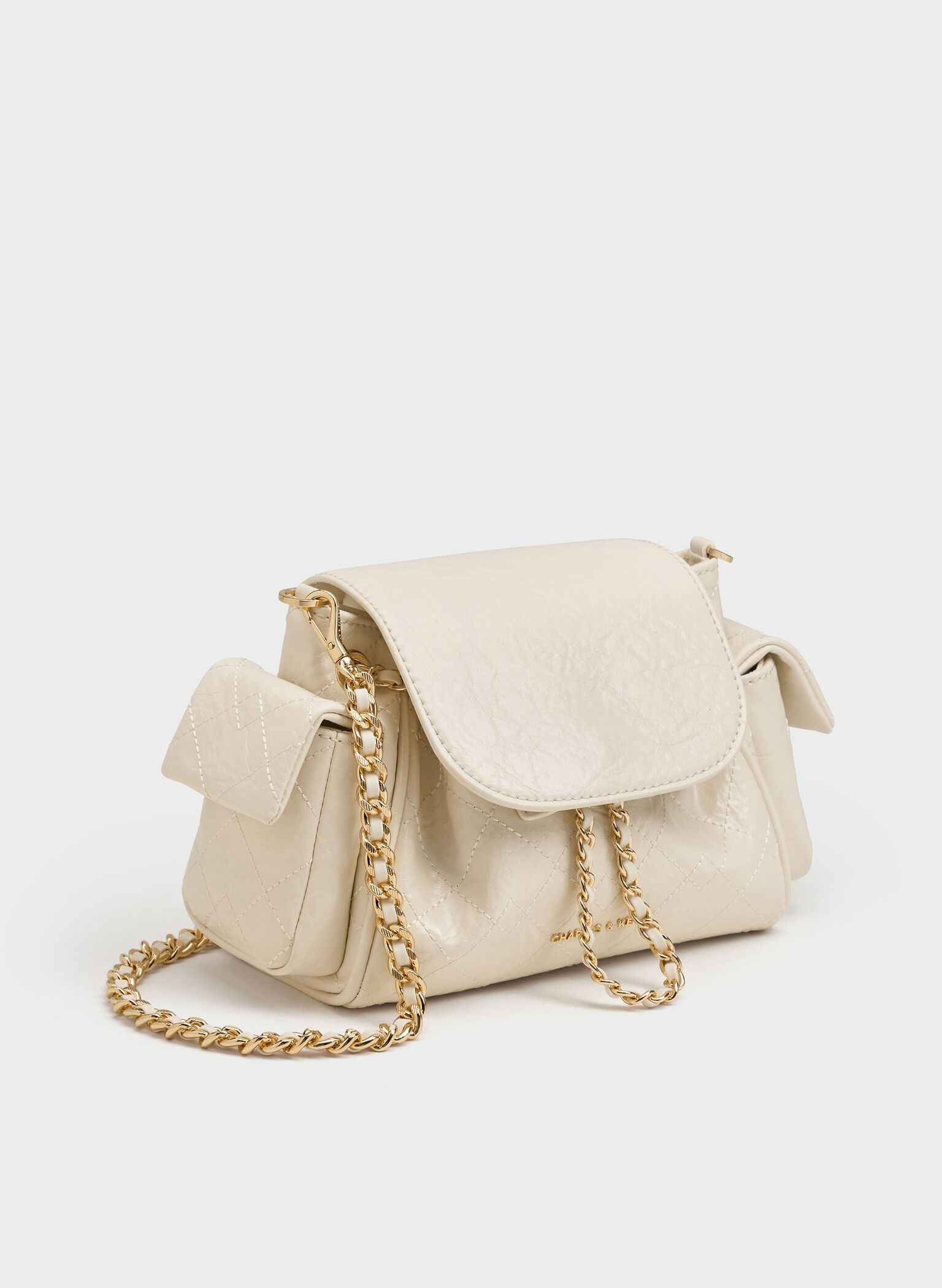 Duo Quilted Two-Way Front Flap Backpack, Cream, hi-res