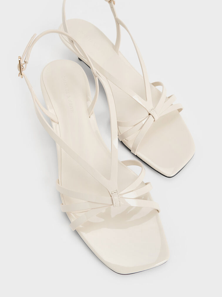 Patent Kitten-Heel Strappy Sandals, Chalk, hi-res