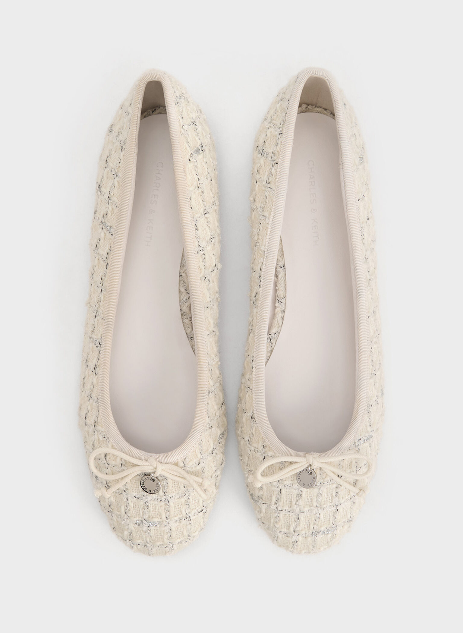 Tweed Bow Ballet Flats, Multi, hi-res