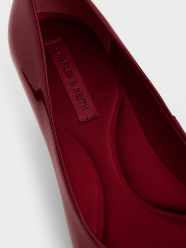 Emmy Patent Pointed Kitten Heel Pumps, Red, hi-res