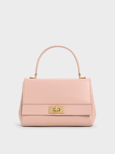 Lennie Chain-Strap Top Handle Bag, Light Pink, hi-res
