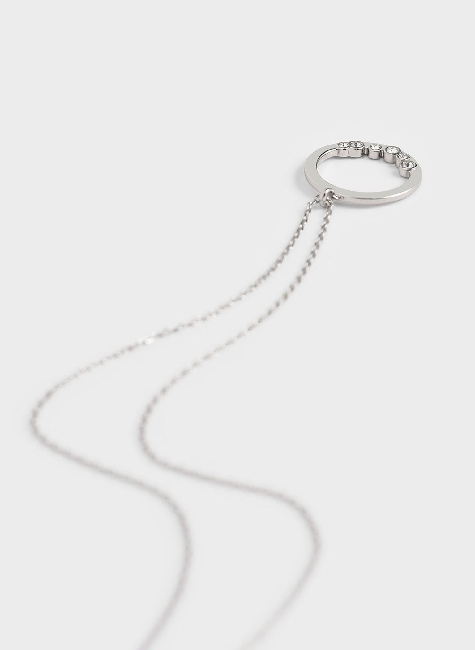 Swarovski® Crystal Studded Pendant Necklace, Silver, hi-res