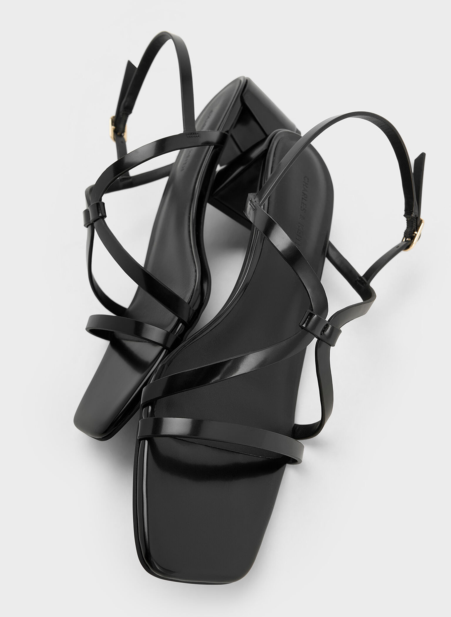Strappy Block-Heel Slingback Sandals, Black Box, hi-res