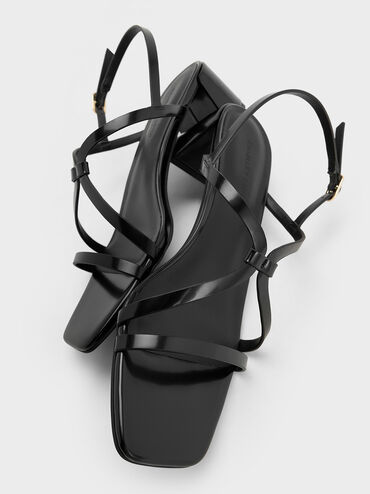 Strappy Block-Heel Slingback Sandals, Black Box, hi-res