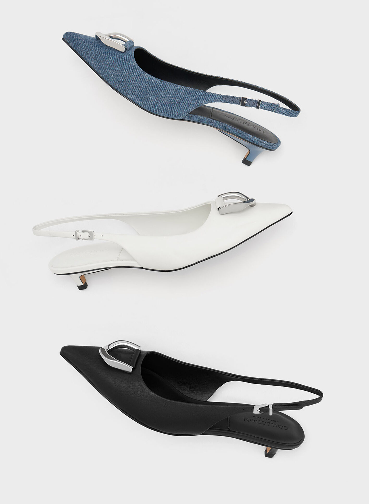 Gabine Leather Slingback Pumps, Black, hi-res