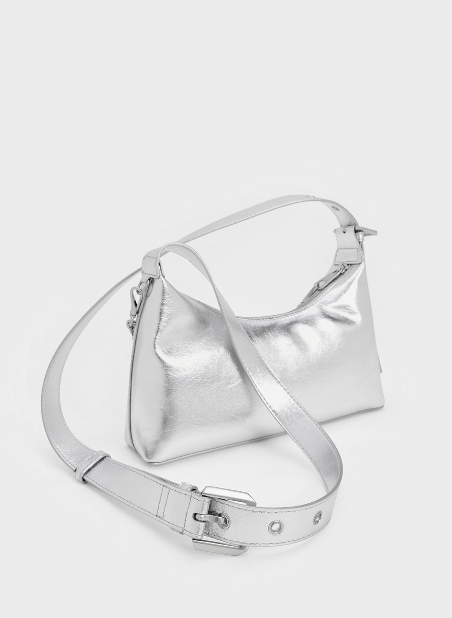 Atwood Chain-Embellished Shoulder Bag, Silver, hi-res
