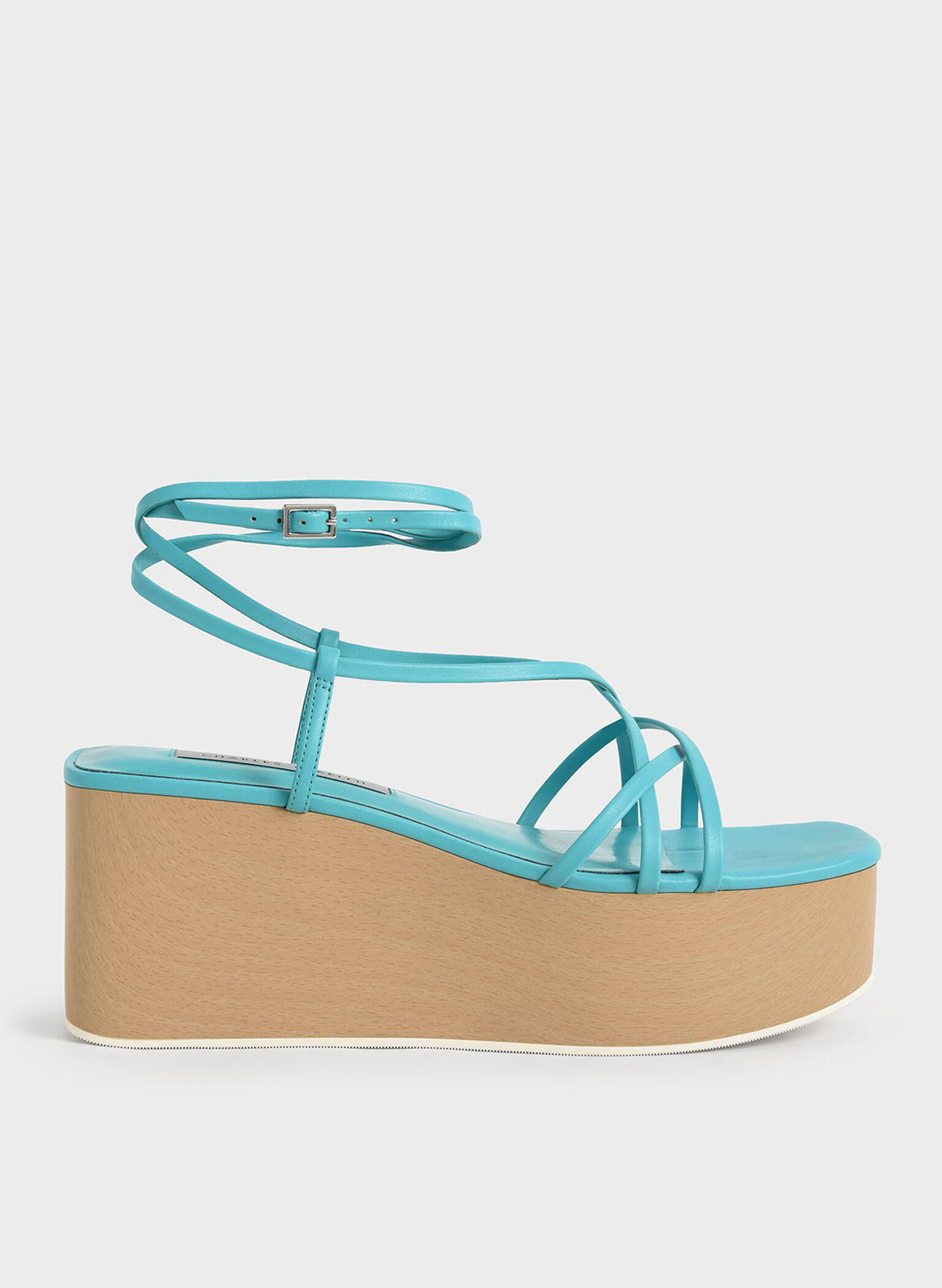 Ankle Strap Platform Wedges, Turquoise, hi-res