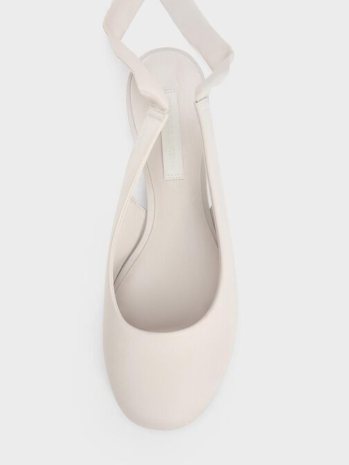 Satin Tie-Around Ballet Flats, Light Grey, hi-res