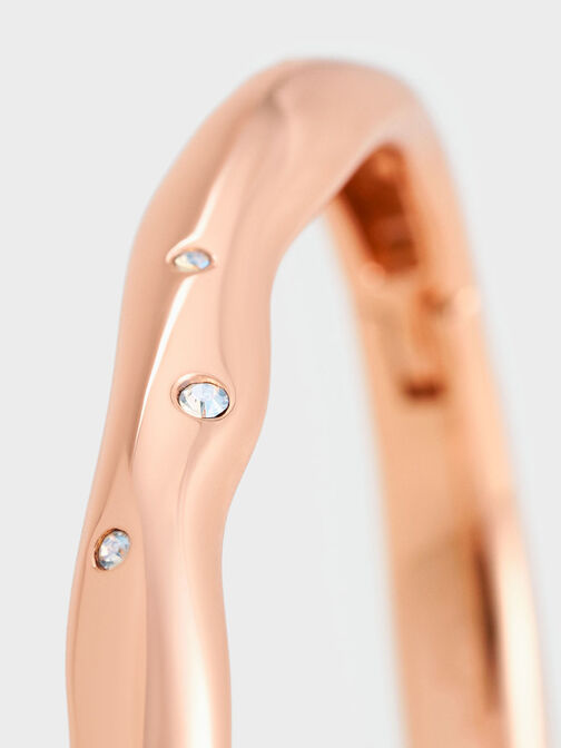 Ottilie Crystal Sculptural Bangle, Rose Gold, hi-res