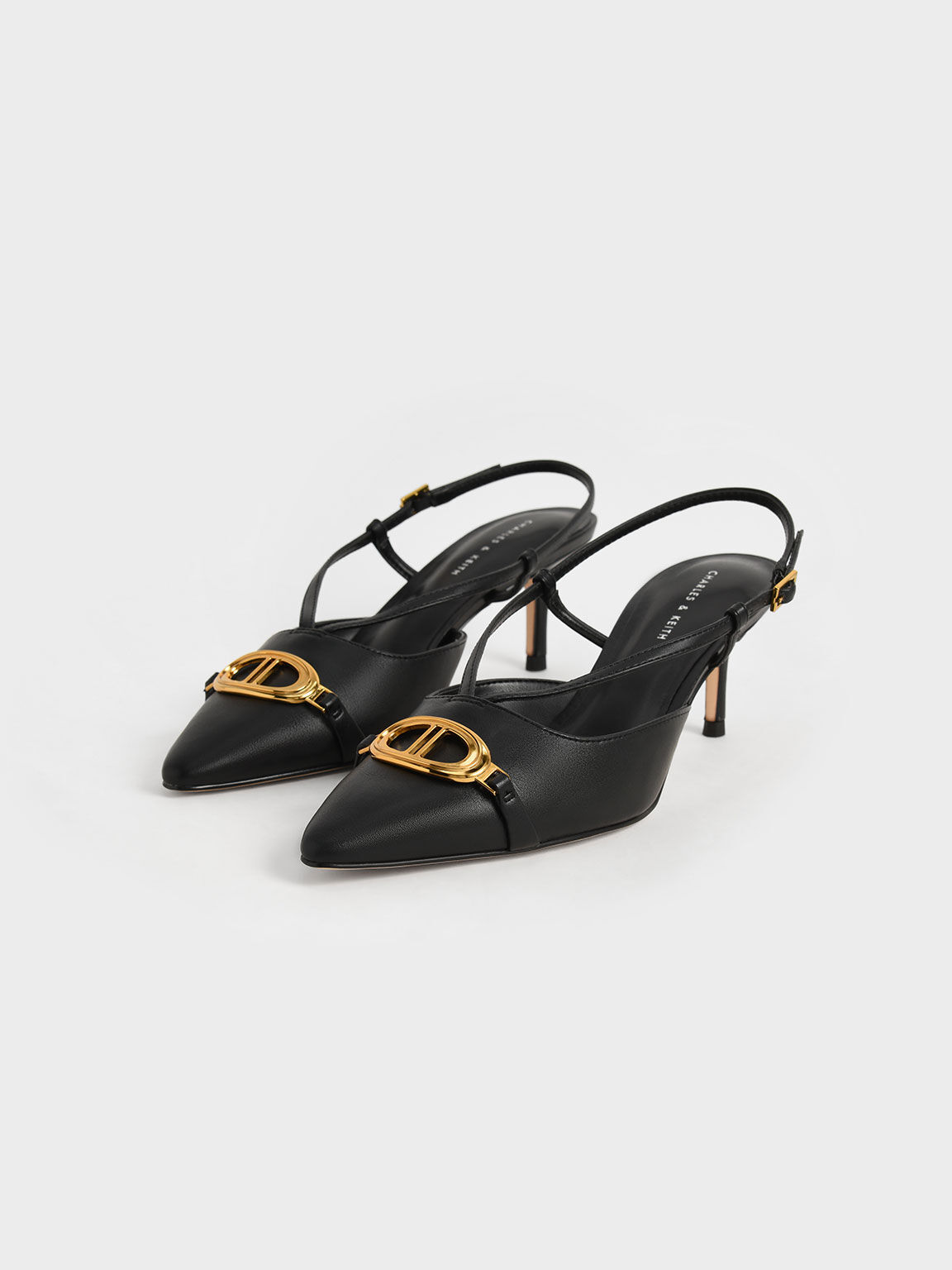 Metallic Accent Slingback Pumps