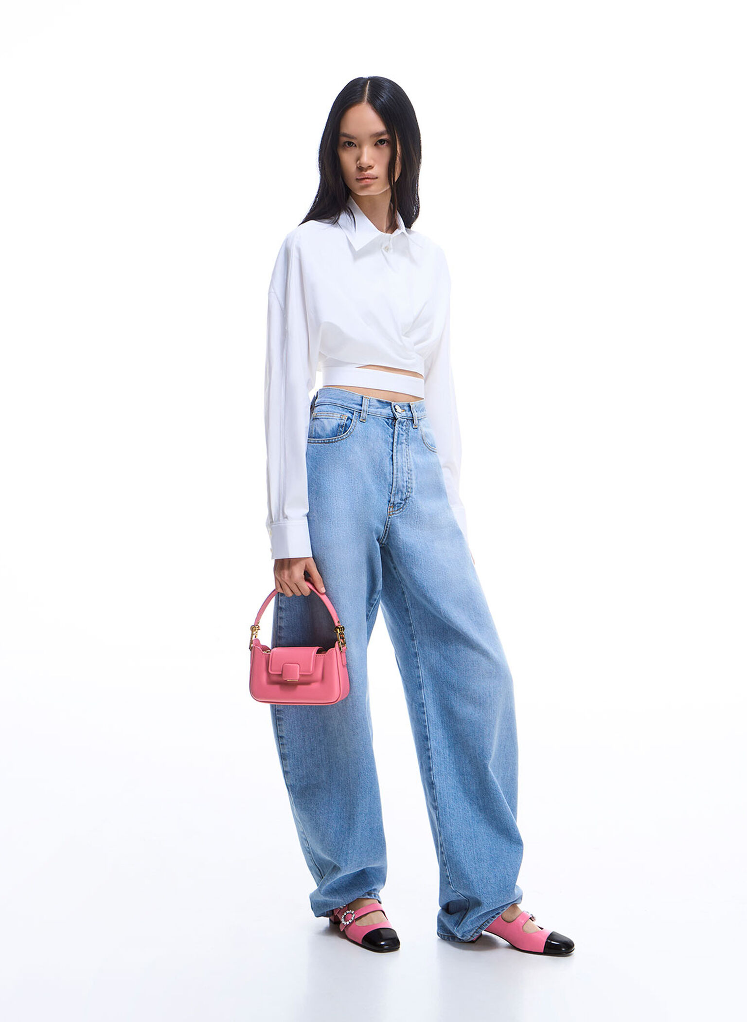 Koa Leather Push-Lock Top Handle Bag, Pink, hi-res