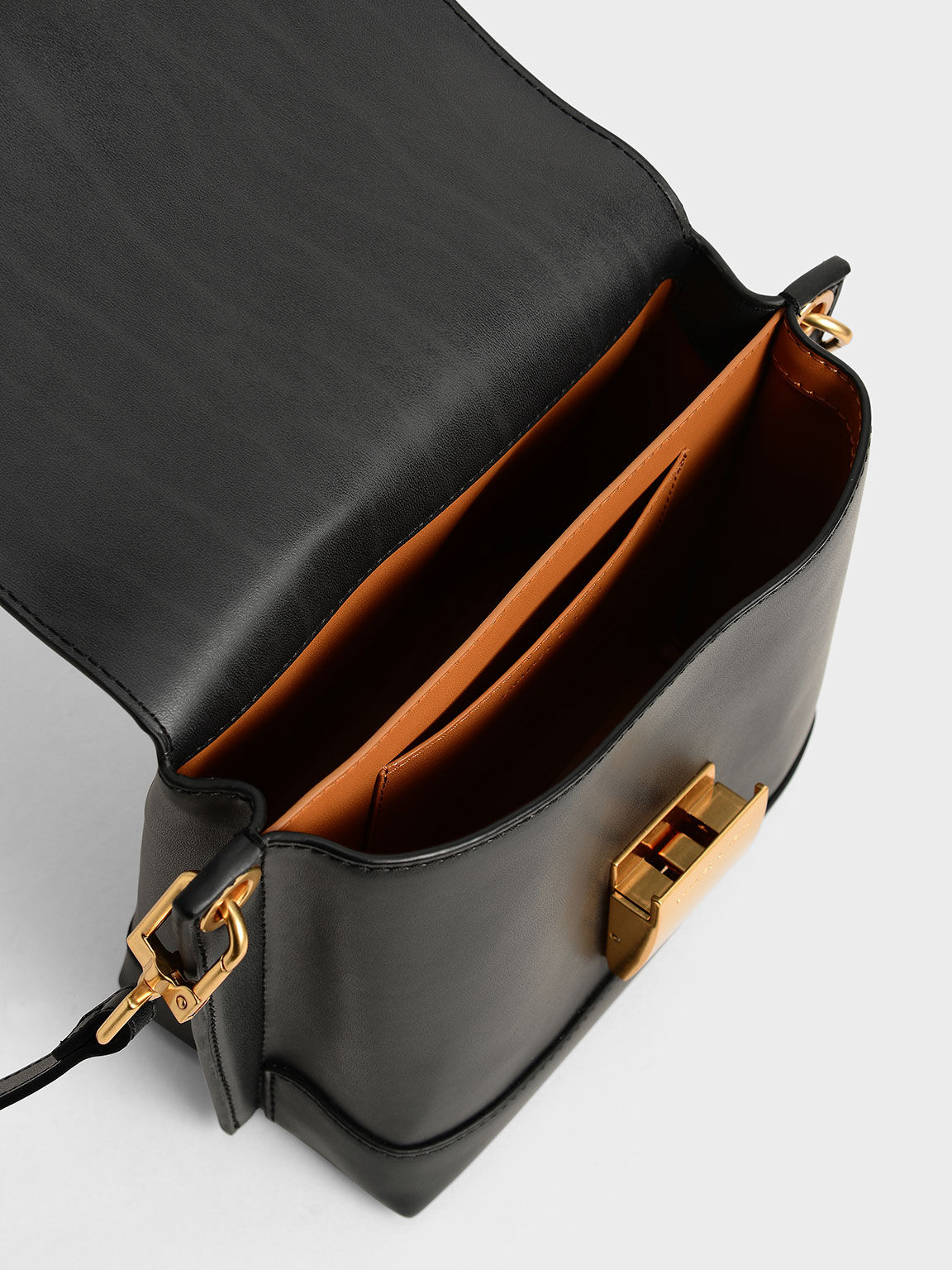 Juniper Metallic Push-Lock Crossbody Bag, Black, hi-res