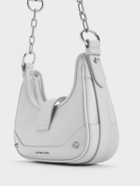 Winslet Belted Hobo Bag, Light Grey, hi-res