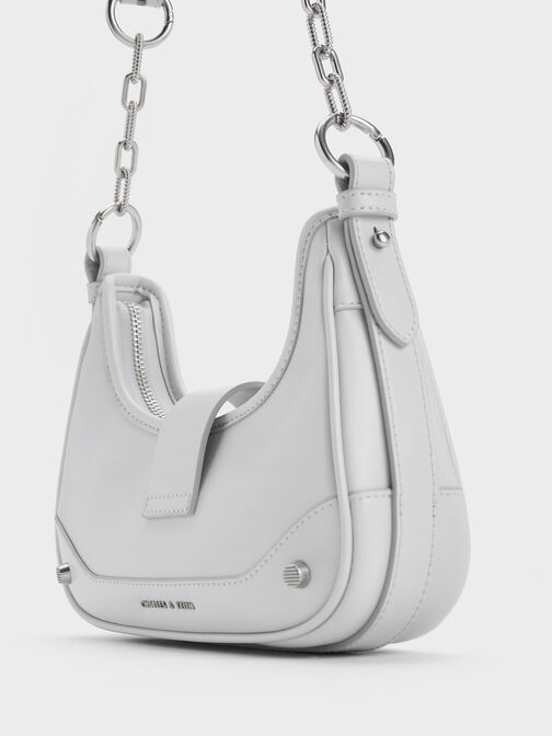 Winslet Belted Hobo Bag, Light Grey, hi-res