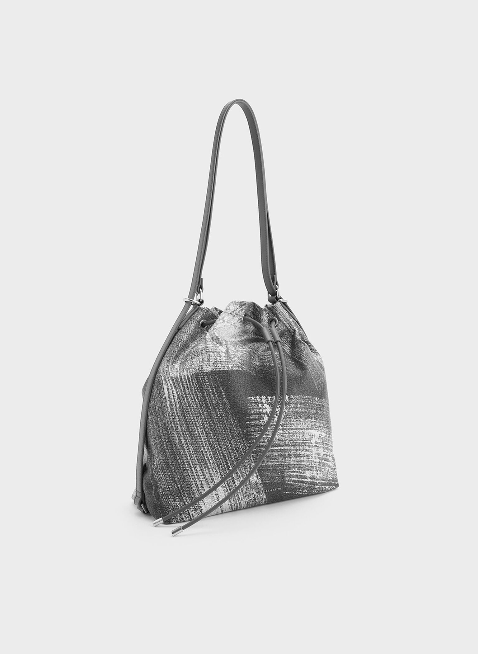 Neva Brushed Denim Two-Way Bucket Bag, Silver Brushed Denim, hi-res