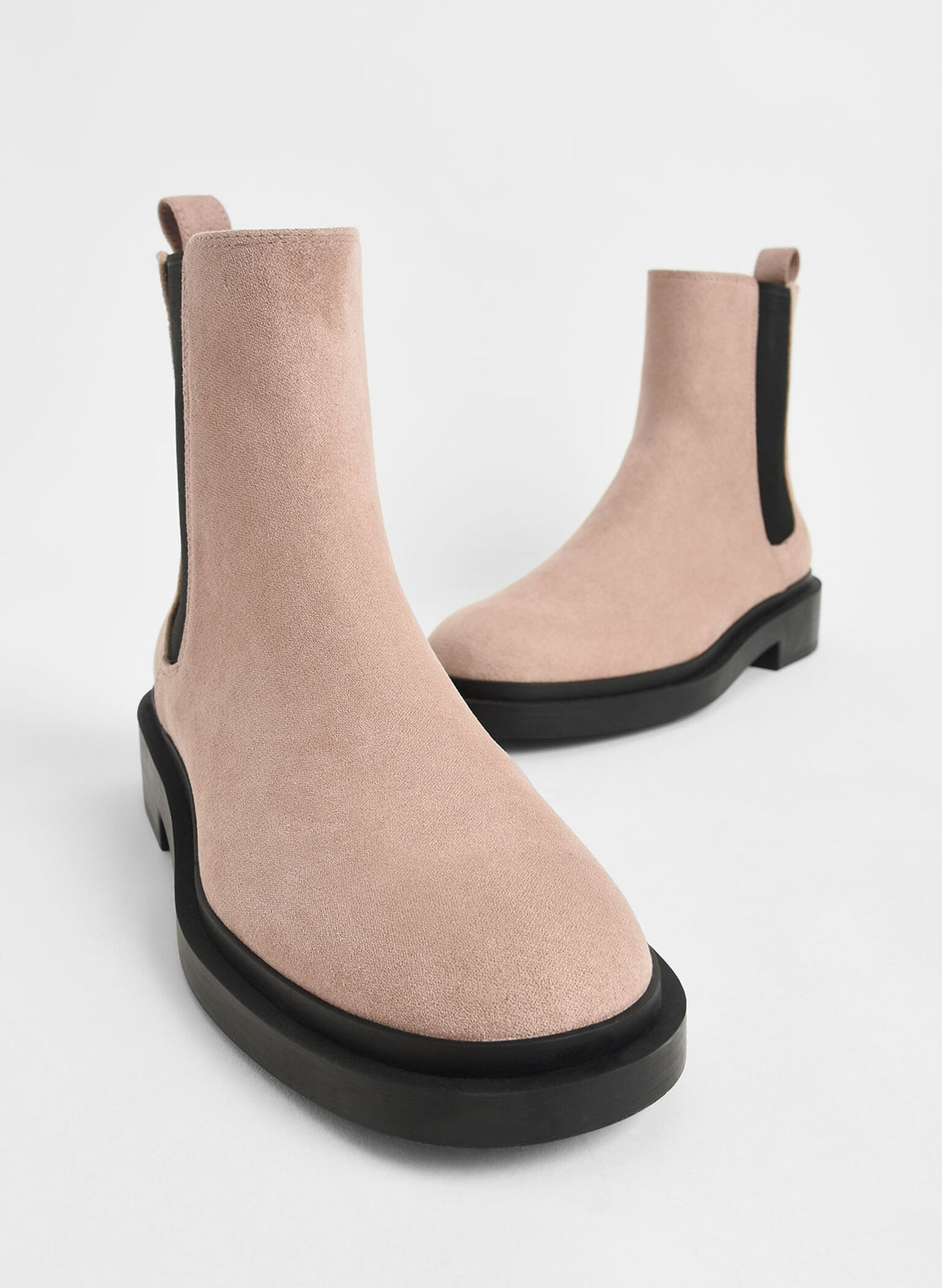 Textured Chelsea Block-Heel Boots, Nude, hi-res