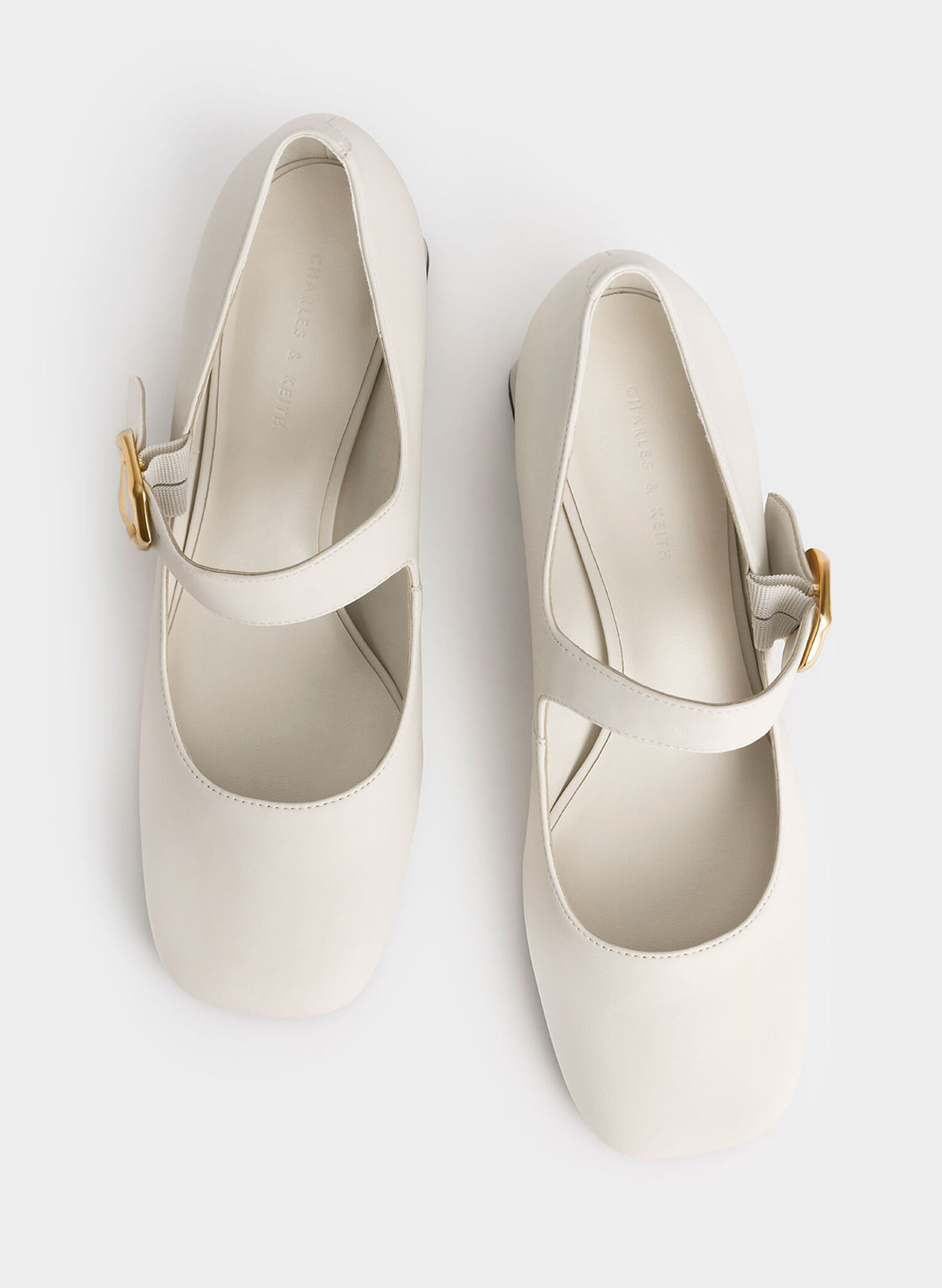 Buckled Mary Jane Pumps, Chalk, hi-res