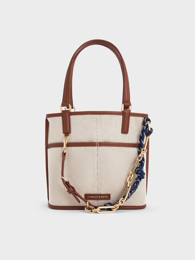 Addison Canvas Knotted-Rope Reversible Tote Bag, Taupe Canvas, hi-res