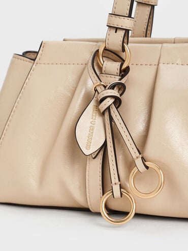 Britton Ruched Elongated Shoulder Bag, Dusted Oat, hi-res