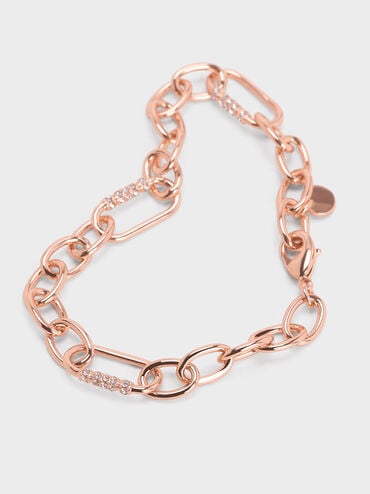 Reagan Crystal Chain-Link Bracelet, Rose Gold, hi-res