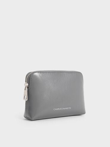 Atwood Crinkle-Effect Chain-Handle Pouch, Grey, hi-res