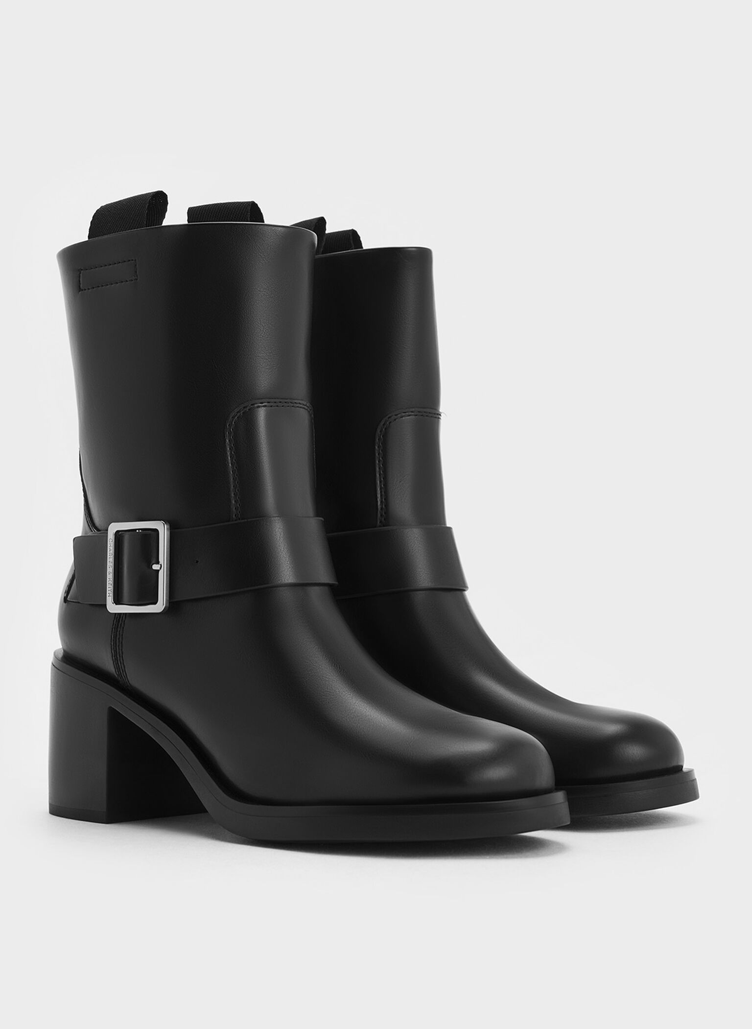 Kailey Side-Buckle Ankle Boots, Black, hi-res