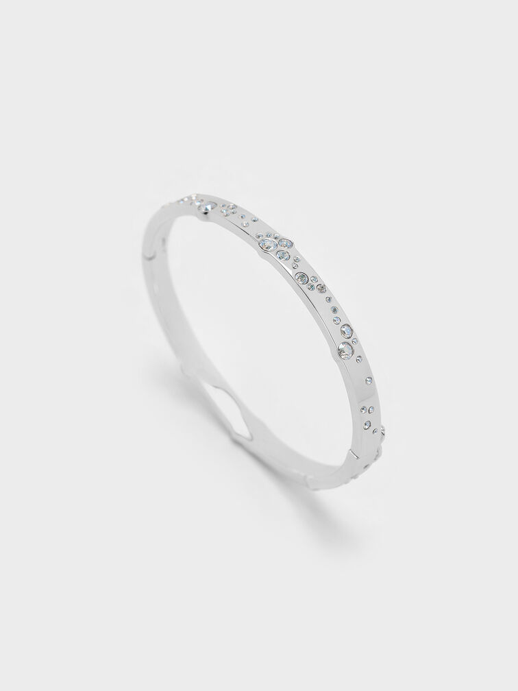 Reverie Crystal Bangle, Silver, hi-res