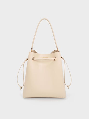 Bellamy Drawstring Hobo Bag, Beige, hi-res