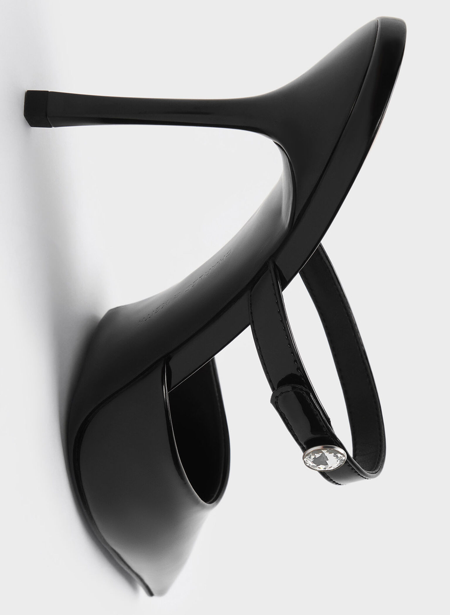 Patent Crystal-Accent Stiletto-Heel Mules, Black Patent, hi-res