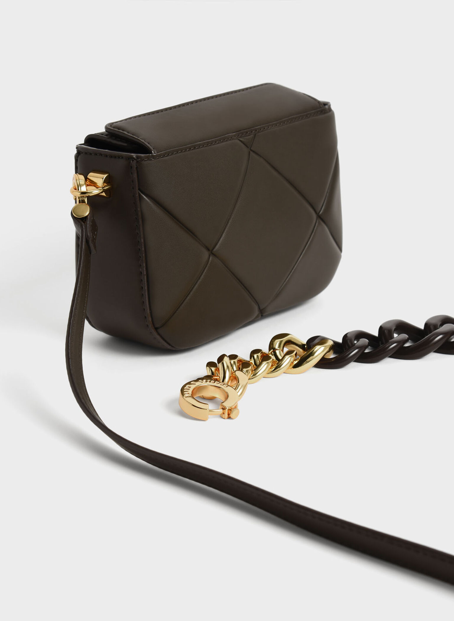 Mini Danika Chunky Chain Padded Bag, Dark Moss, hi-res