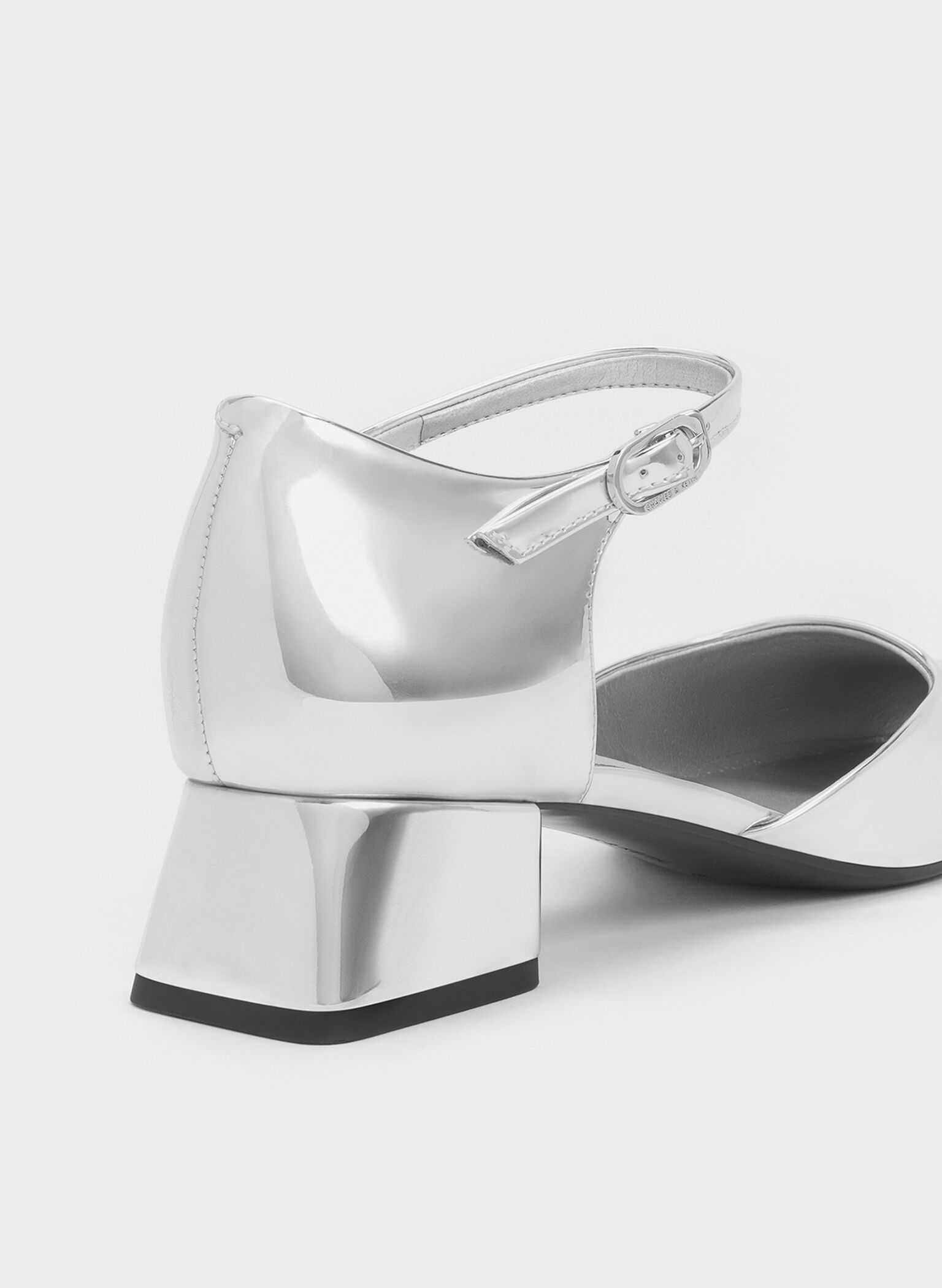 Metallic D'Orsay Ankle-Strap Pumps, Silver, hi-res
