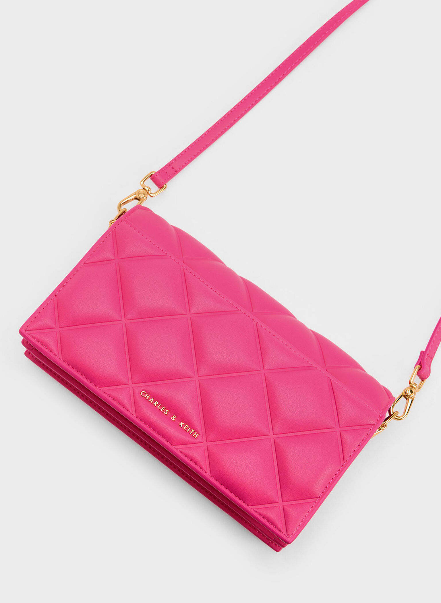 Alcott Scarf Handle Quilted Clutch, Fuchsia, hi-res
