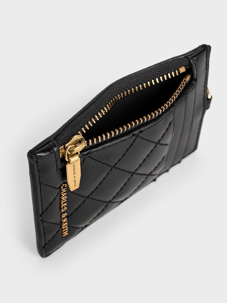 Wisteria Quilted Braided-Strap Card Holder, Black, hi-res