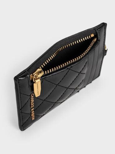 Wisteria Quilted Braided-Strap Card Holder, Black, hi-res