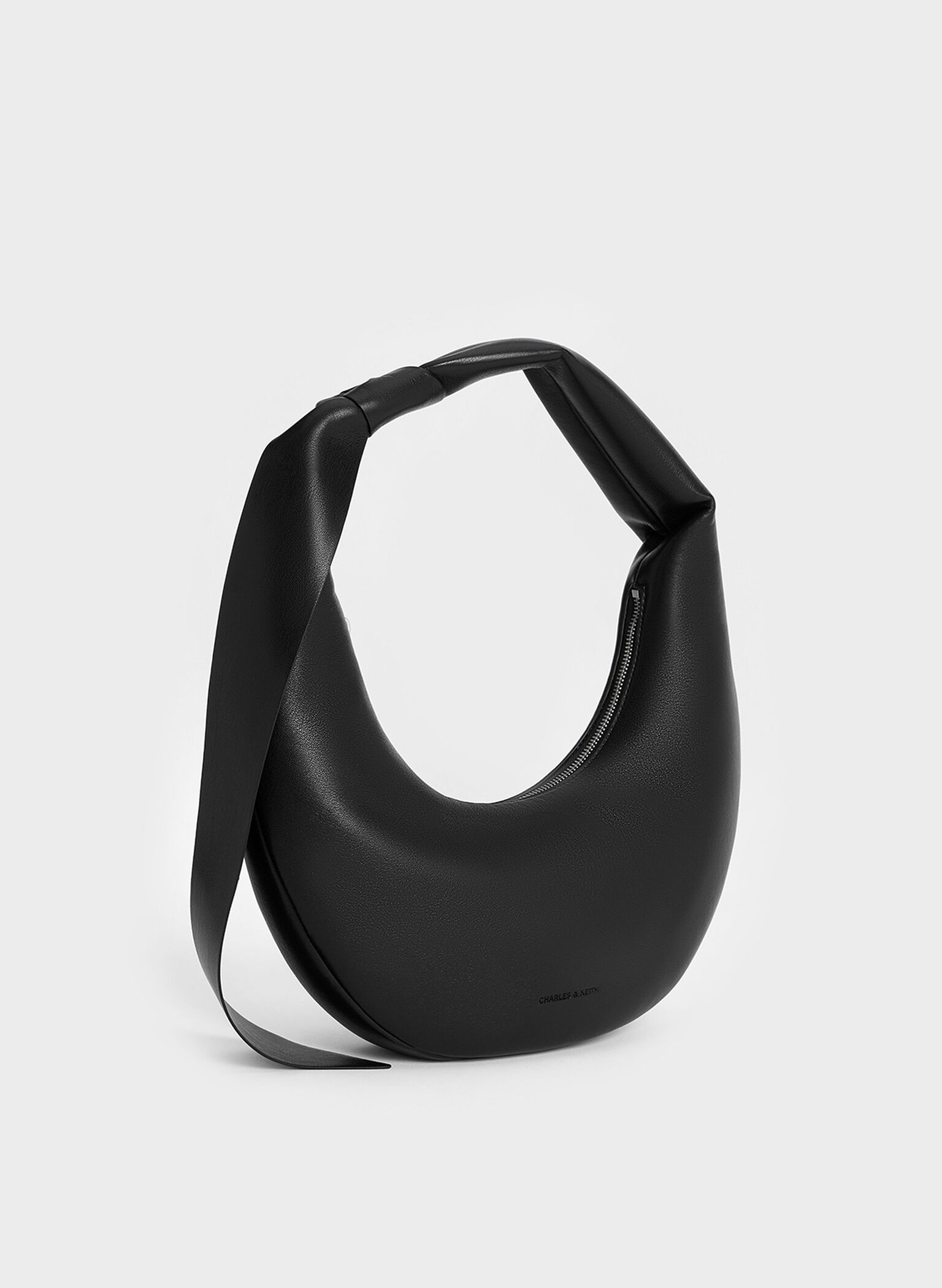 Mini Toni Knotted Crescent Hobo Bag, Noir, hi-res