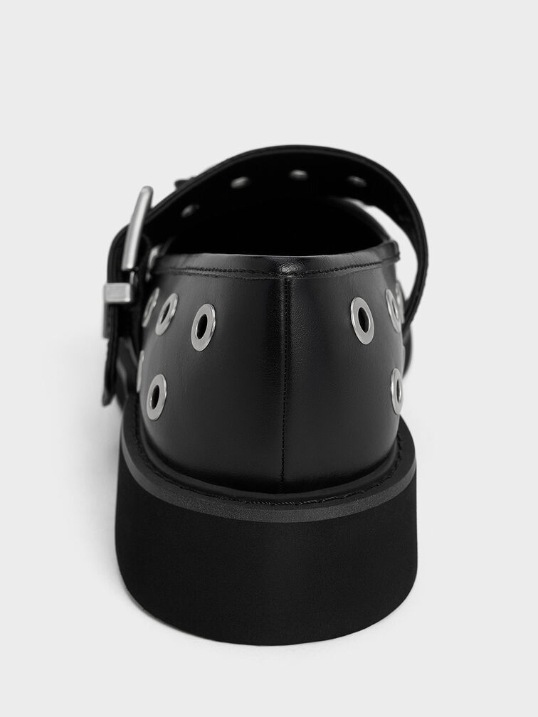 Grommet Buckled Mary Janes, Black, hi-res