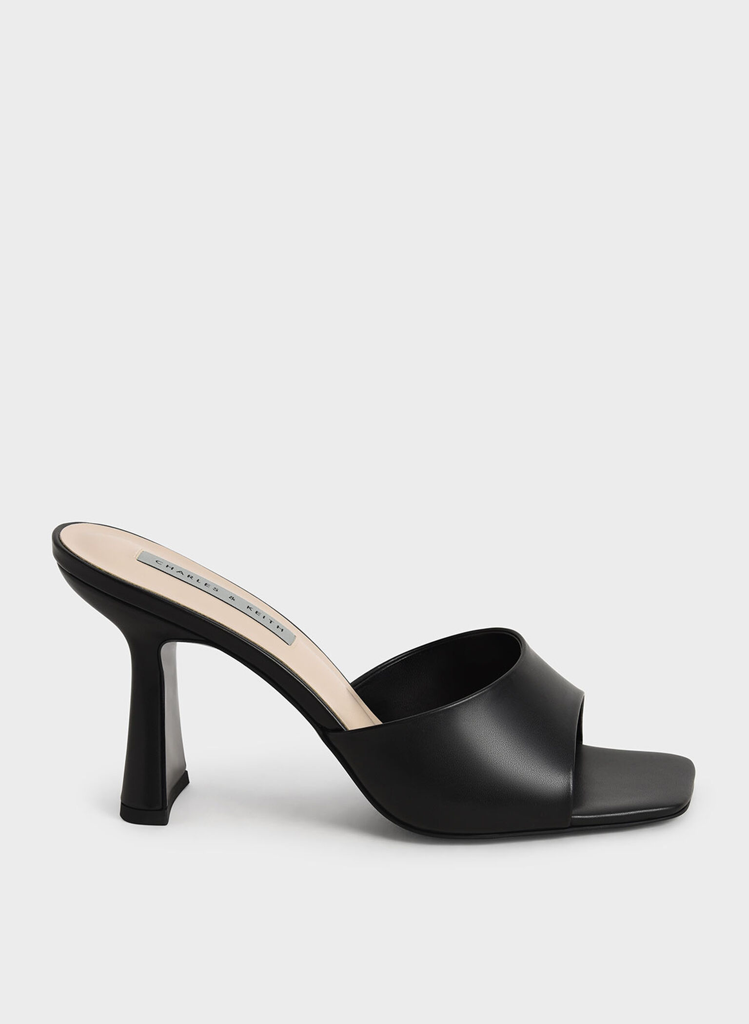 Square Toe Heeled Mules, Black, hi-res