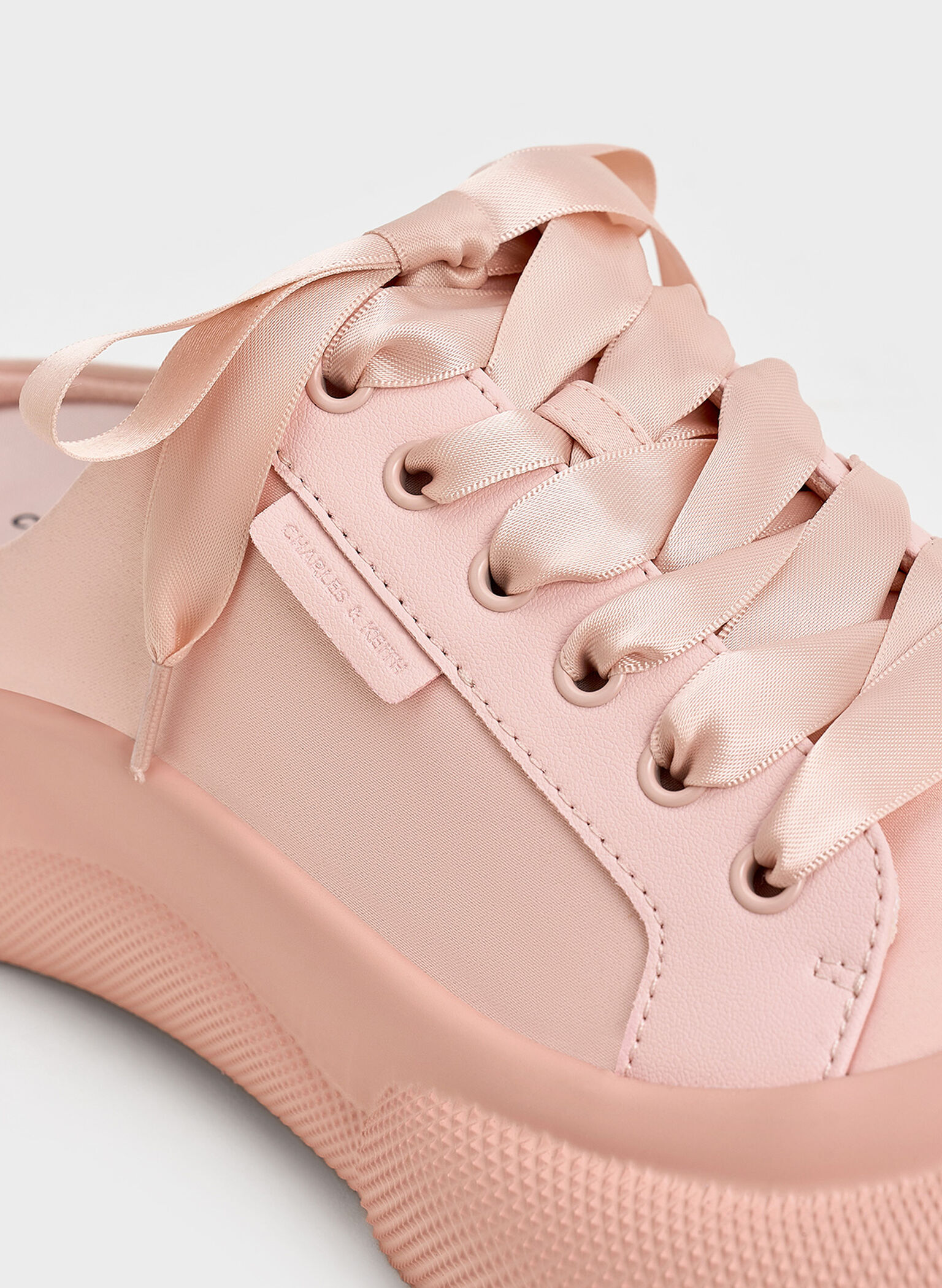 Satin Lace-Up Slip-On Sneakers, Light Pink, hi-res