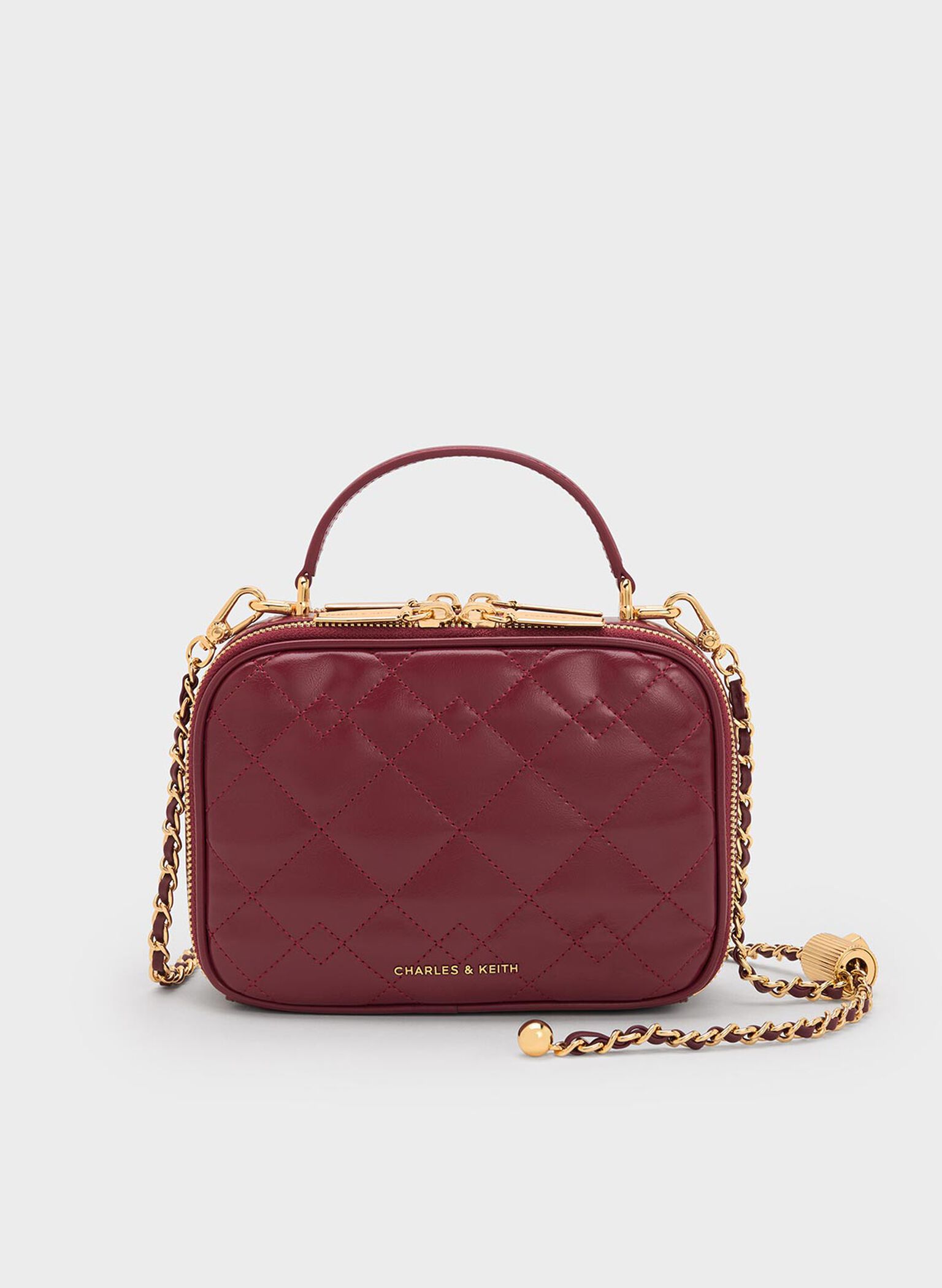 Duo Quilted Vanity Bag, Burgundy, hi-res