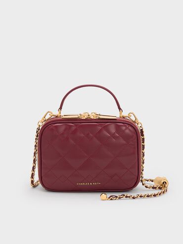 Duo Quilted Vanity Bag, Burgundy, hi-res