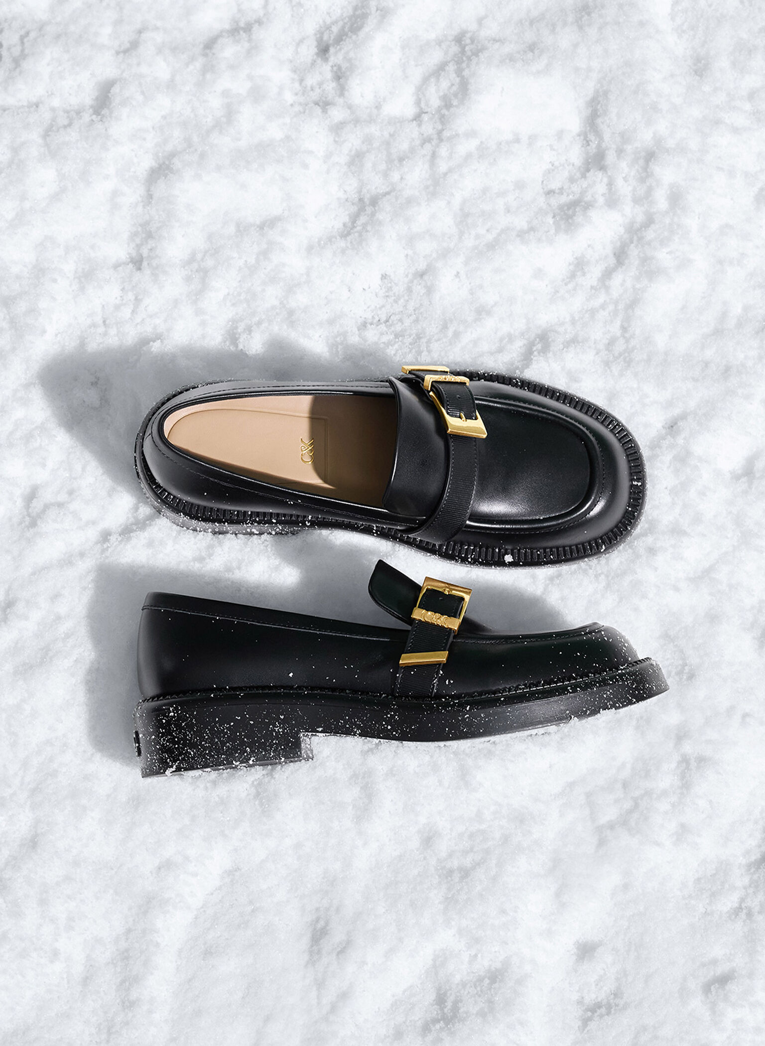 Leather Buckled-Strap Loafers, Black, hi-res