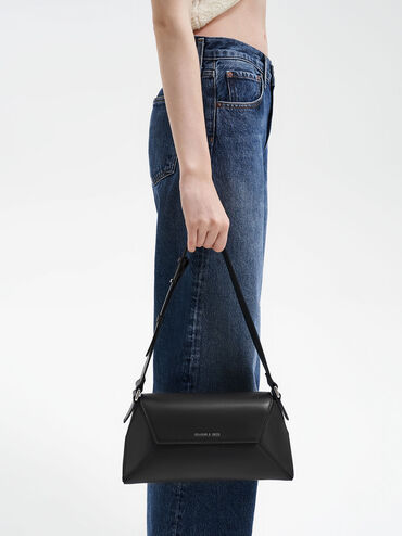 Nasrin Geometric Shoulder Bag, Noir, hi-res