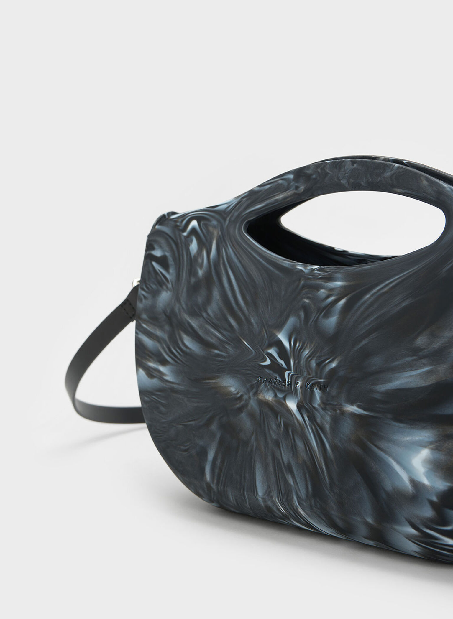 Cocoon Curved Handle Printed Bag, Black, hi-res