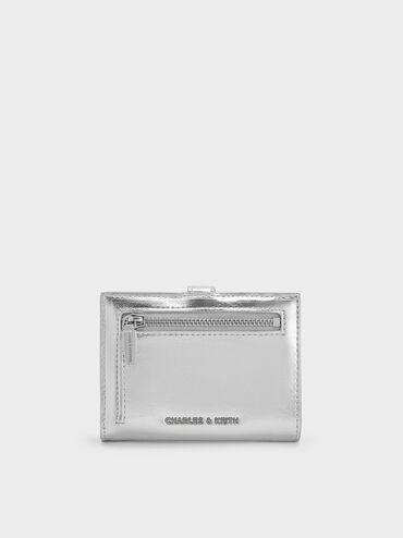 Bryna Metallic Belted Wallet, Silver, hi-res