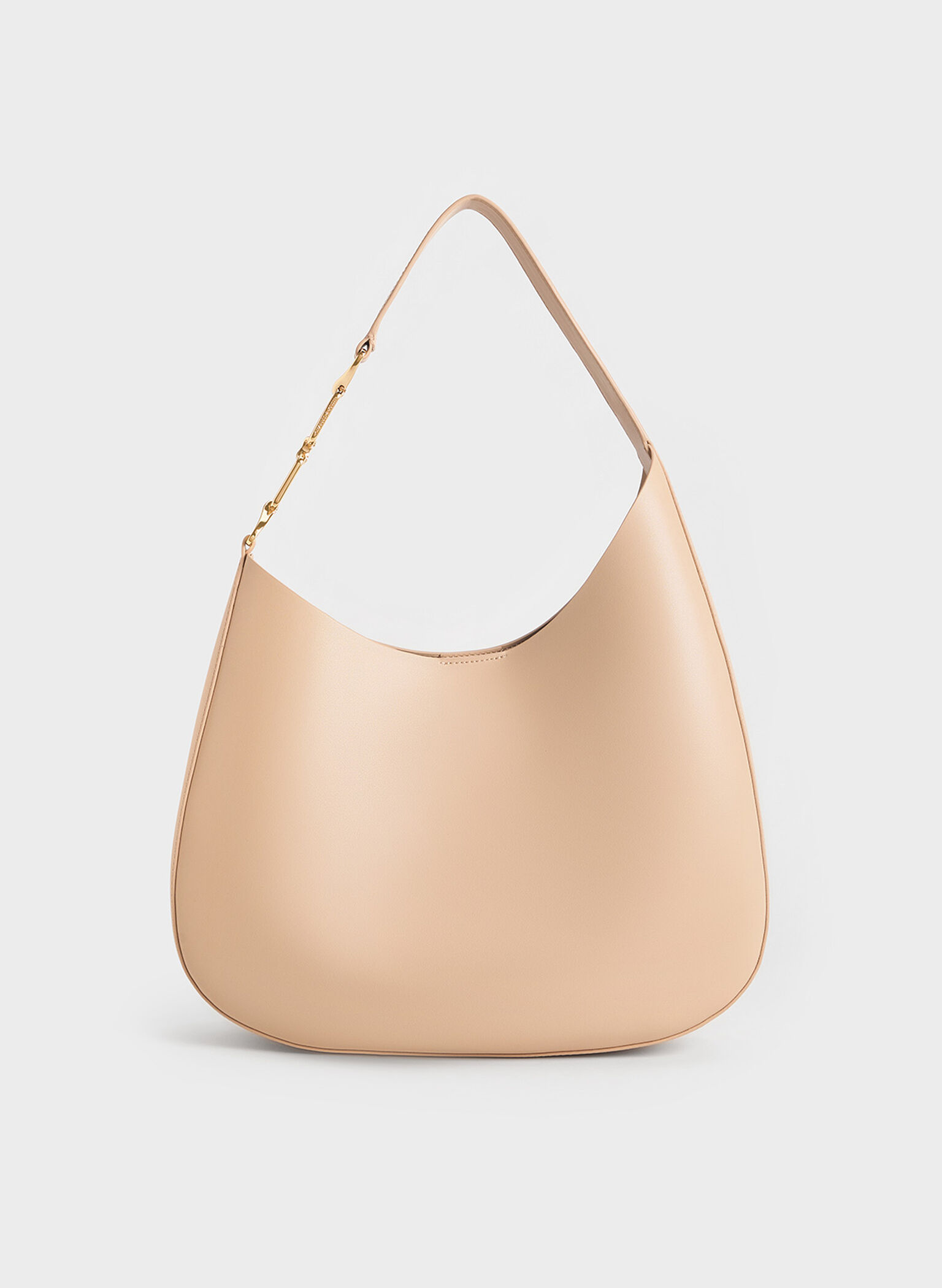Agatha Chain-Accent Slouchy Hobo Bag, Beige, hi-res