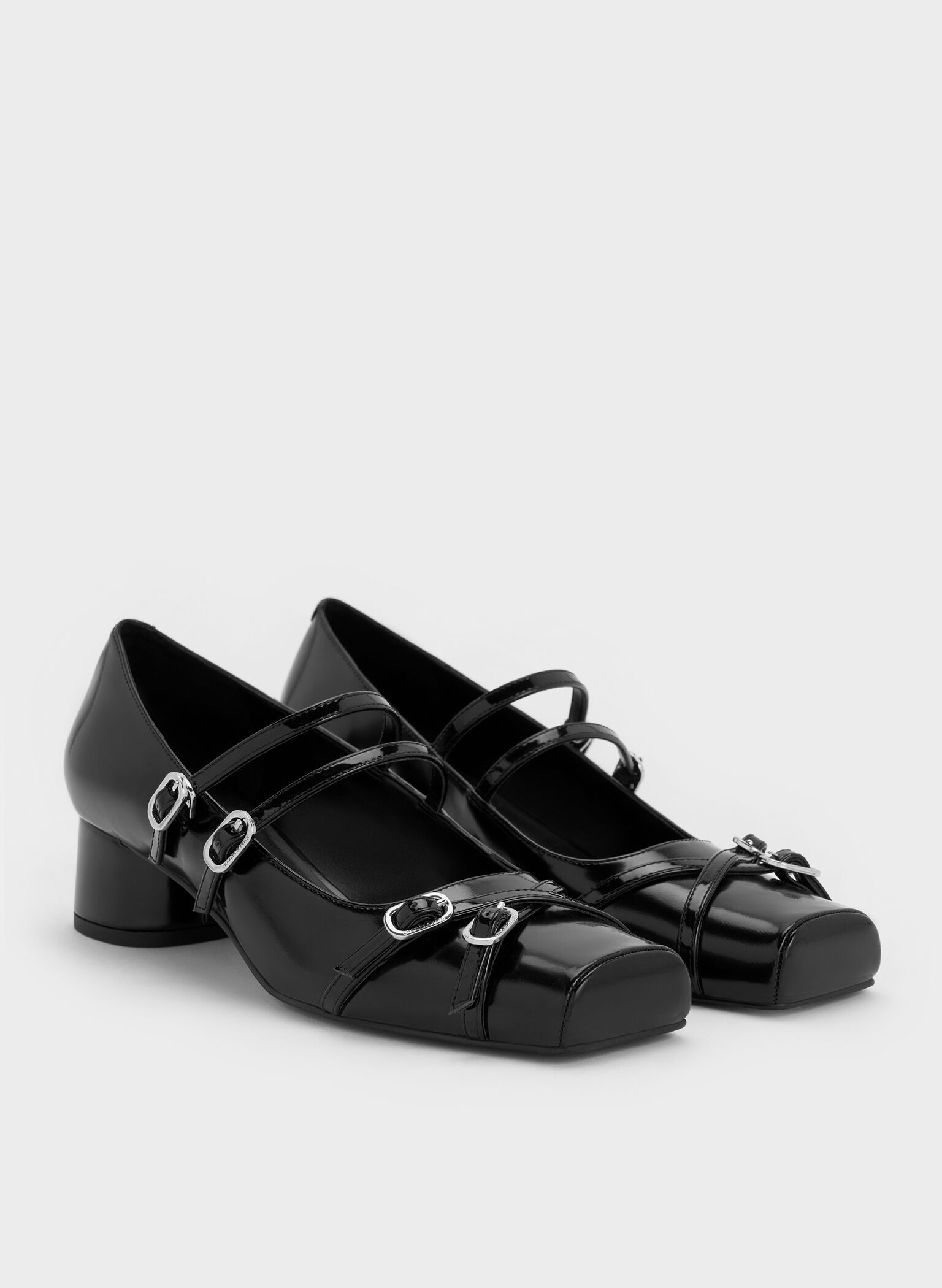 Janis Double-Strap Mary Jane Pumps, Black Box, hi-res
