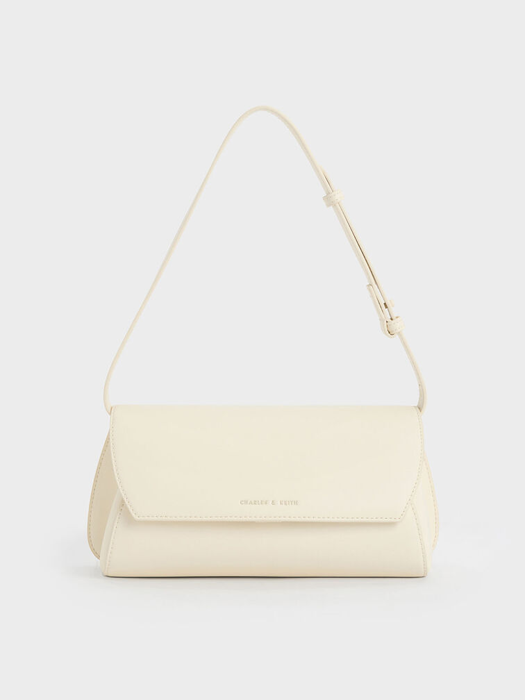 Cassiopeia Front Flap Shoulder Bag, Cream, hi-res