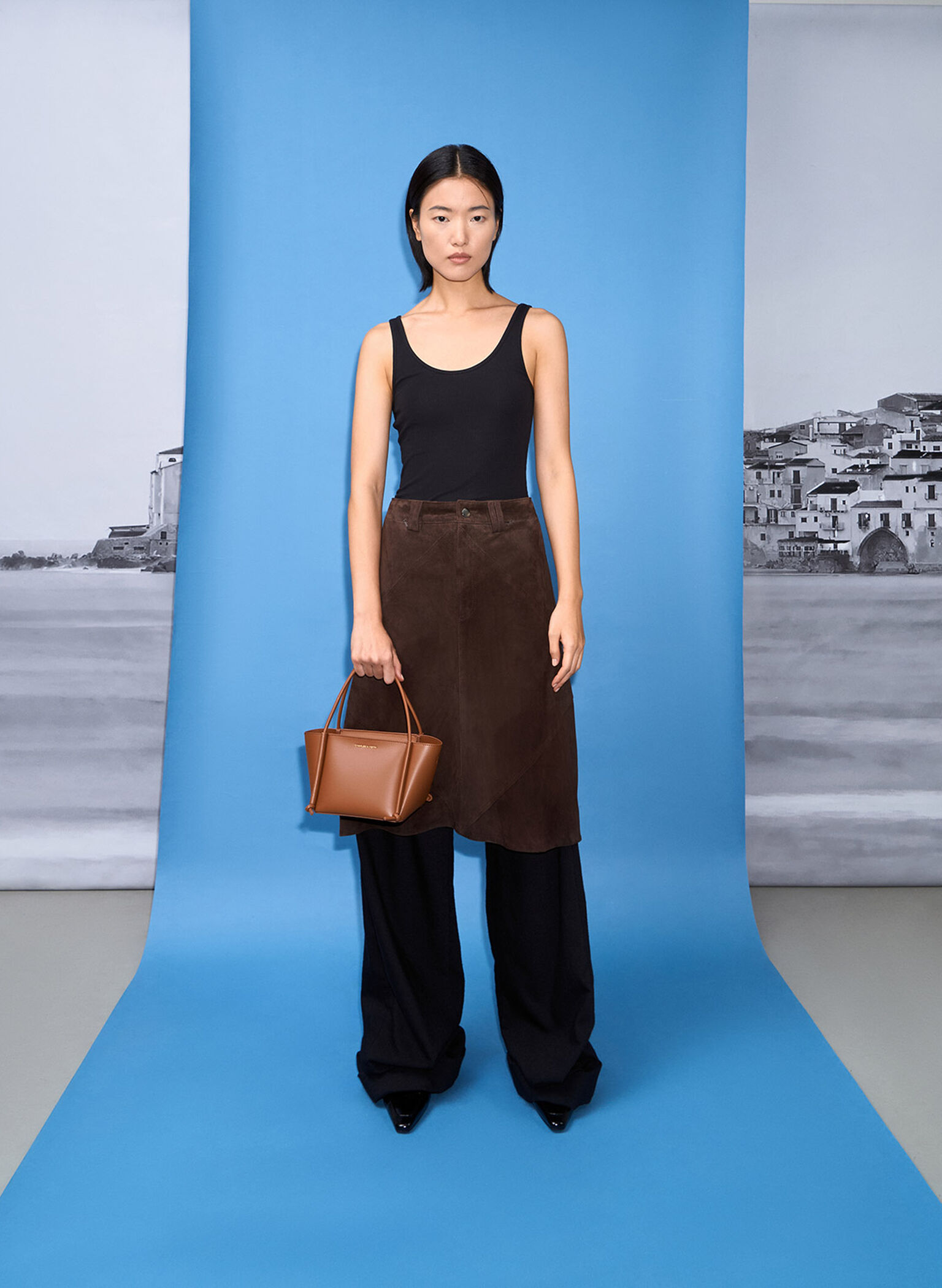 Elora Elongated-Handle Tote Bag, Tan, hi-res